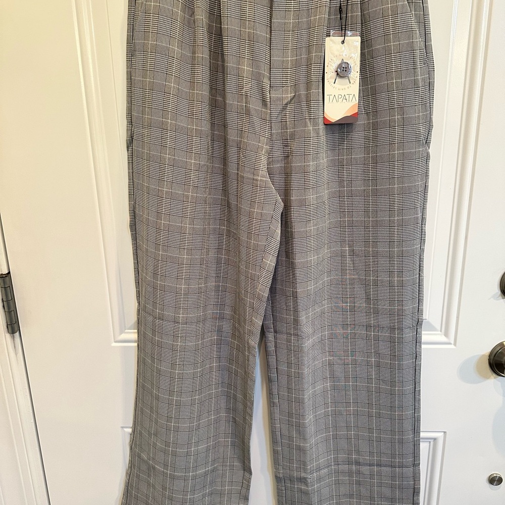 TAPATA Gray Plaid Wide-Leg Trousers